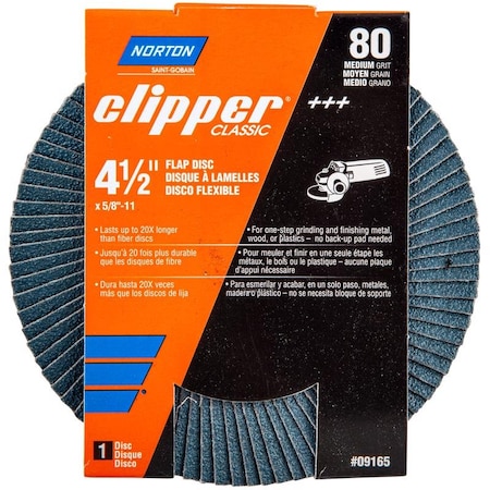 Norton Abrasives Norton Clipper 4-1/2 in. D X 5/8-11 in. Zirconia Alumina/X-Wt Cotton Flap Disc 80 Grit 1 pk 70184609165
